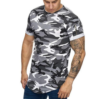 T-shirt camouflage à Zip
